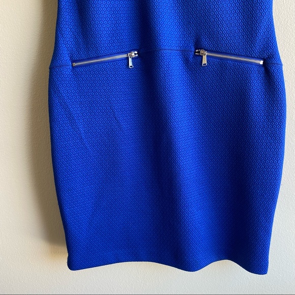 Calvin Klein Royal Blue Sheath Dress with Silver Zipper Accent Sz. 12 - Picture 9 of 12